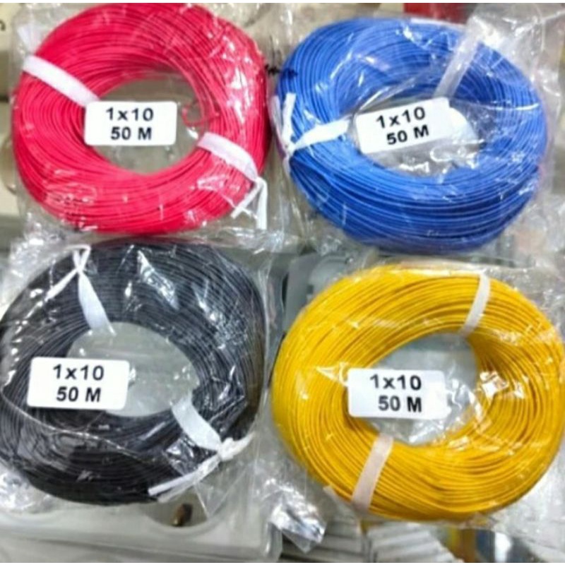 kabel 1x10 serabut tembaga 1rol panjang 50meter ada 6warna pilihan