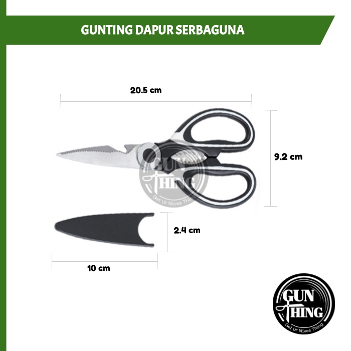 Gunting Dapur Serbaguna - Hitam - Gunting Multifungsi dengan Tempat Guntingi [FREE BOX] Tajam Murah