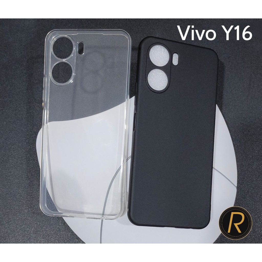 Premium CASING Case Vivo Y16 Y22 Y35 New Case Hitam dan Bening Casing Protect Camera Softcase 3D Camera Silikon Full Dove