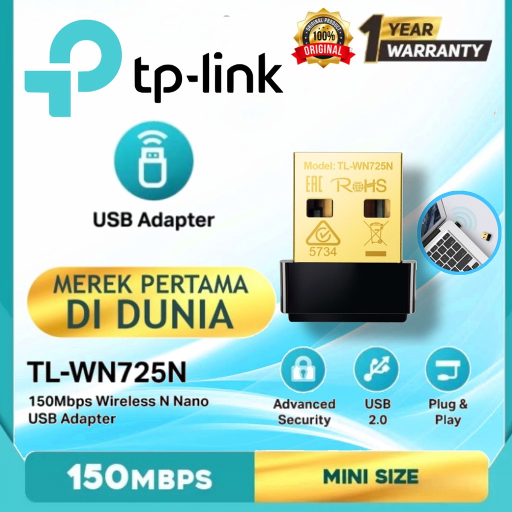 Usb Wifi TP-Link TL-WN725N 150Mbps Wireless N Nano USB Adapter Tp Link TpLink Garansi Resmi 1 Tahun