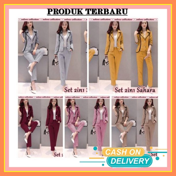 Set Baju Setelan Wanita Remaja Korea Import Murah Kekinian Terbaru 2020 Set Cayetana Bahan Rayon Kom