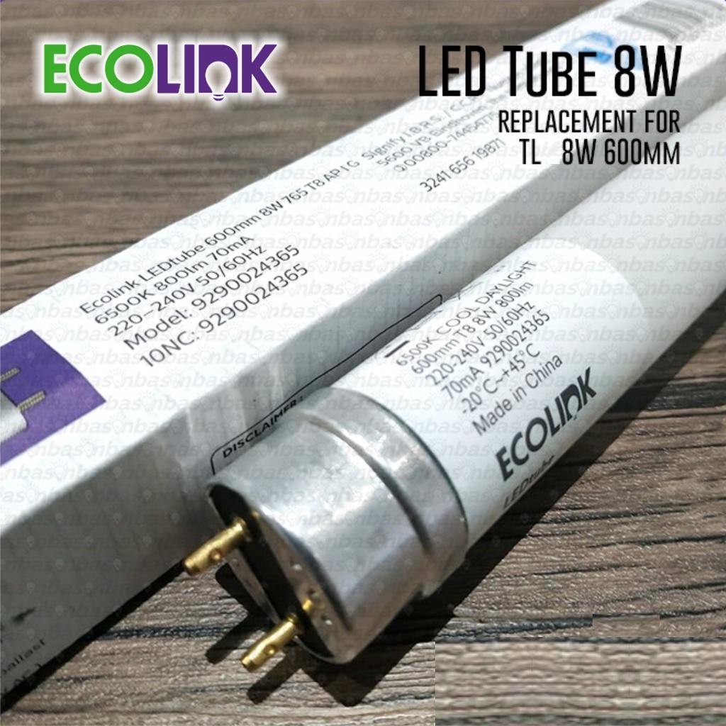 ECOLINK Lampu Neon 60cm 8W LED Tube 8Watt 8 Watt - 6500K Cool Daylight Putih