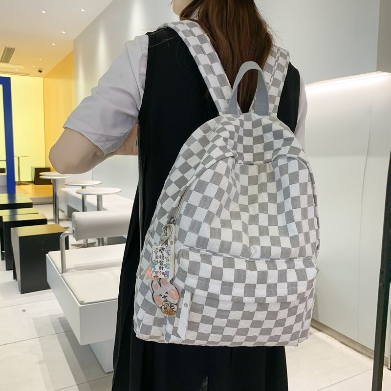 ❉♛Seraser Dilipat Retro Kotak-kotak 2022 Gaya Baru Ransel Fashion Wanita Tas Sekolah Kampus Mahasiswa Wanita Kapasitas Besar Ransel Pasang