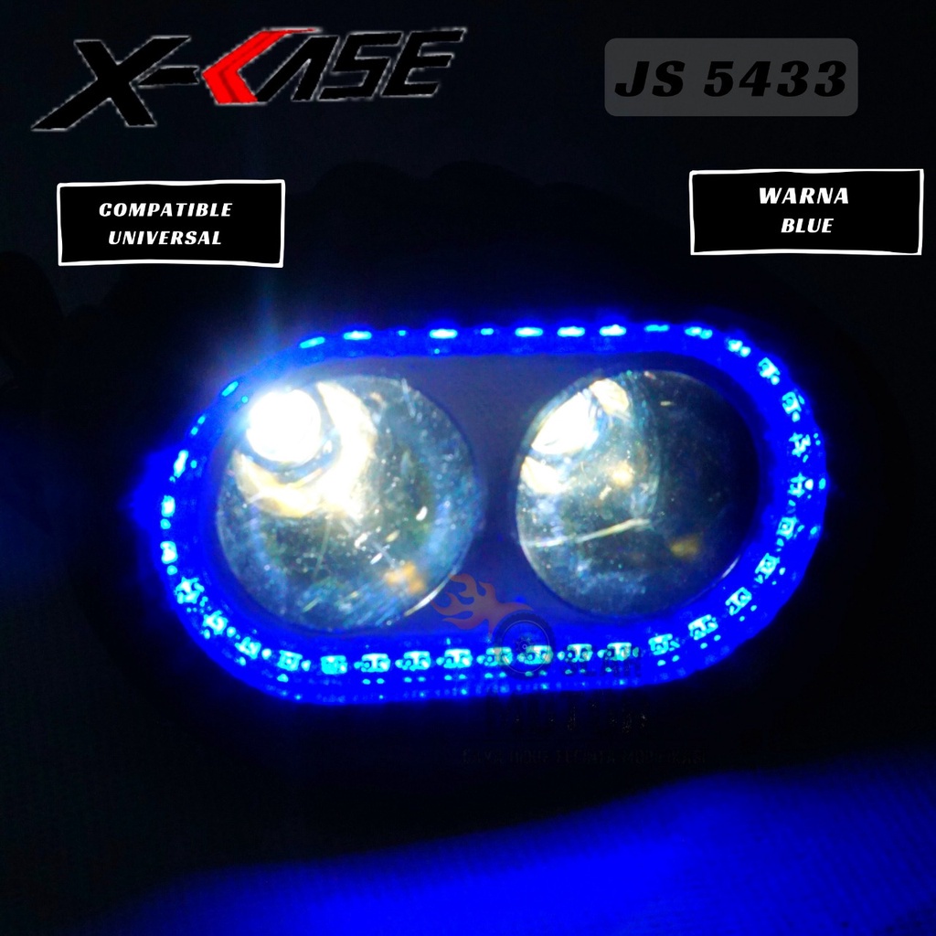 LAMPU STROLOW 2 MATA HIGH KEDIP FLASH AND STAY MOTOR DEPAN LED LENSA TEMBAK SOROT   By Mega_Racing