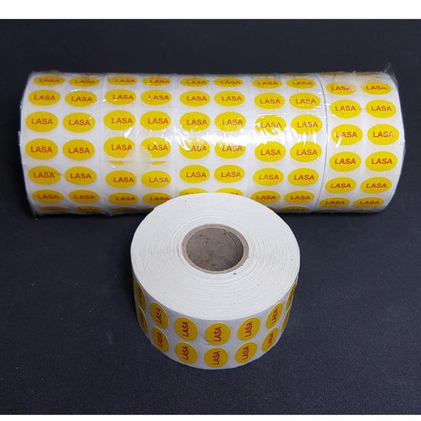 

STIKER LASA KUNING OVAL 20x10 mm isi 5000 pcs in ROLL - MURAH PROMO