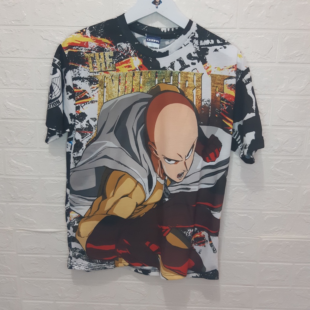 Kaos Official Anime Cospa One Punch Man Saitama Full Graphic Print T-Shirt