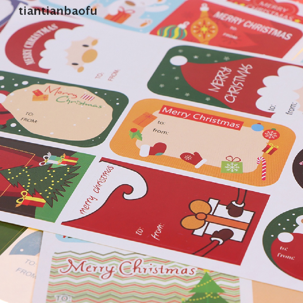 108pcs / 12 Lembar Stiker Label Kemasan Kue Natal Untuk Dekorasi Hadiah