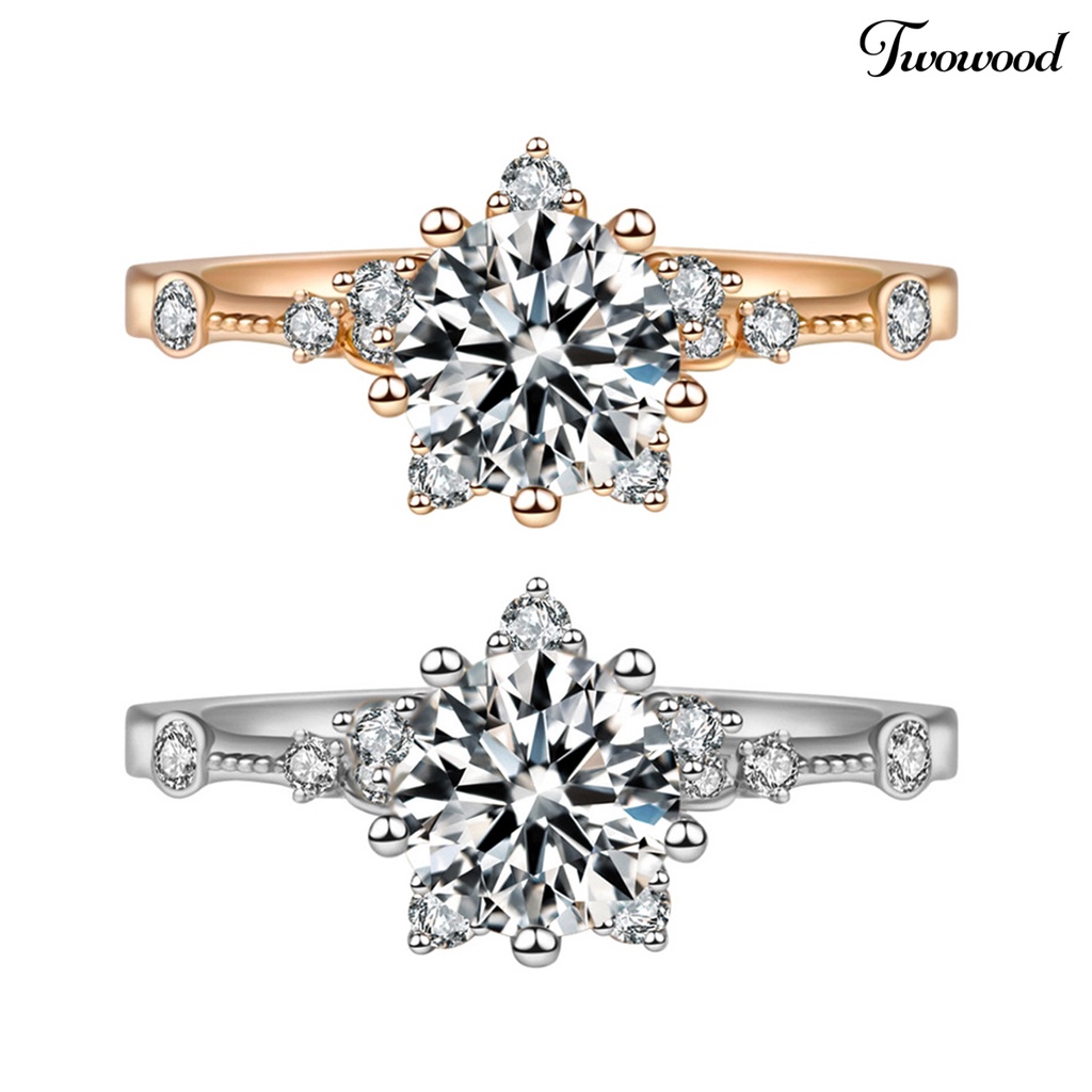 Cincin Bentuk Snowflake Model Open end Bahan Zircon Gaya Retro Untuk Wanita