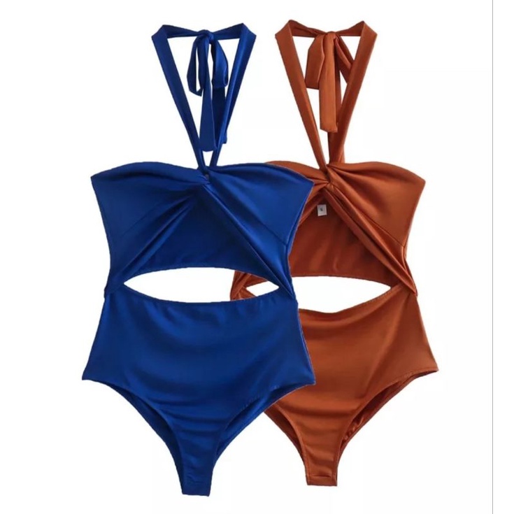 OVINA.IDN - NAMI Swimsuit wanita high waist one piece halter strapless korea fashion