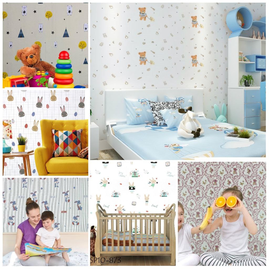 Wallpaper Wallsticker Hiasan Dekorasi Dinding Motif Anak Lucu Beruang Kelinci Spiderman Keroppi Winnie The Pooh 10m