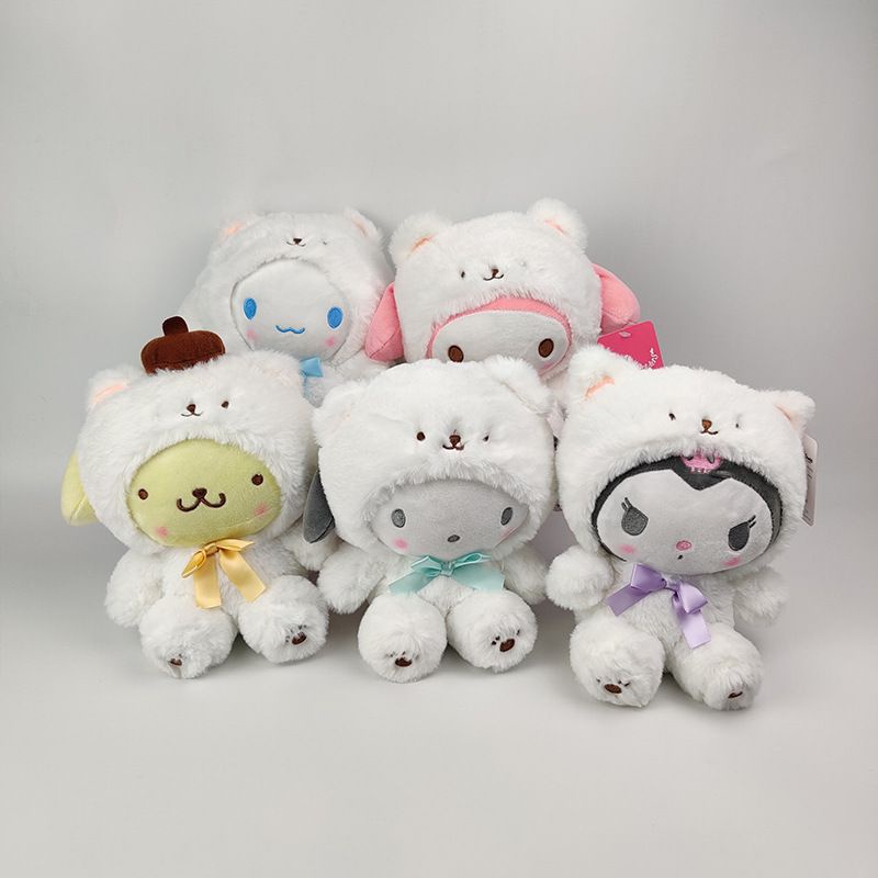 MAINAN BONEKA MELODY CINNAMOROLL KUROMI POCHACCO DOG POMPOMPURIN PURIN WHITE SERIES IMPOR