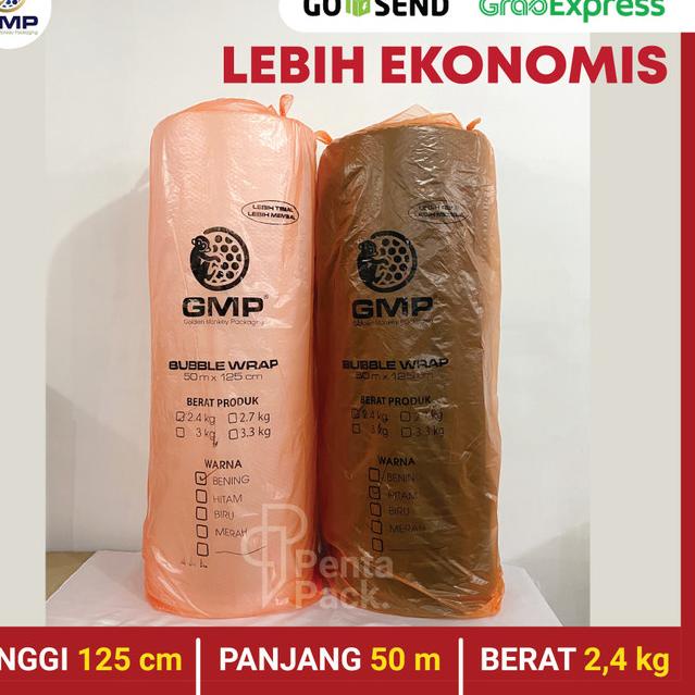 

Bubble Wrap GMP 125 cm X 50 m (Putih/Hitam) Berat 2,4 kg - Bening