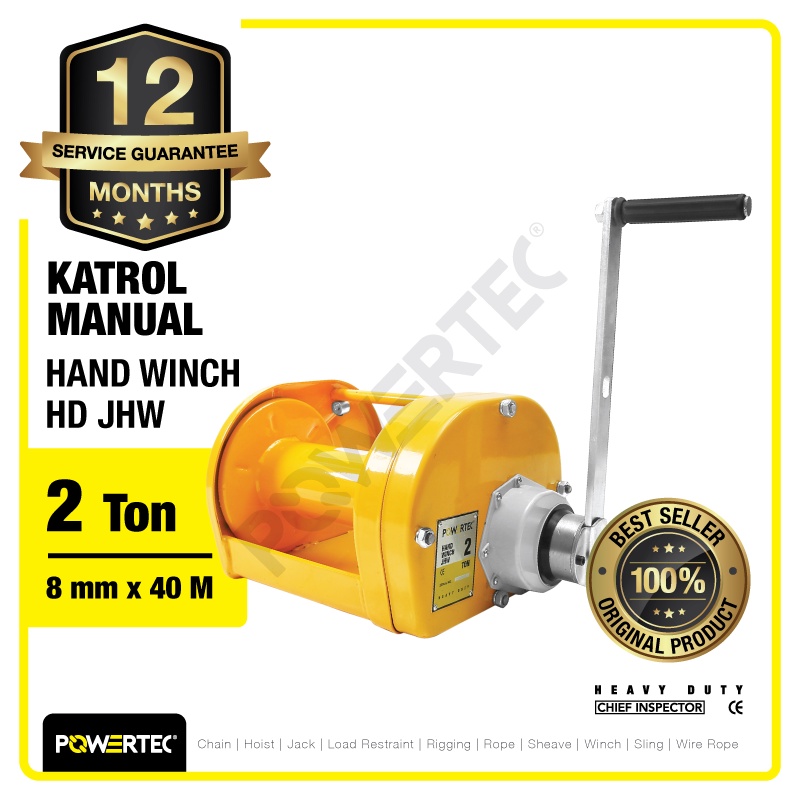 POWERTEC Hand Winch / Boat Winch / Katrol Manual 2 Ton JHW HD