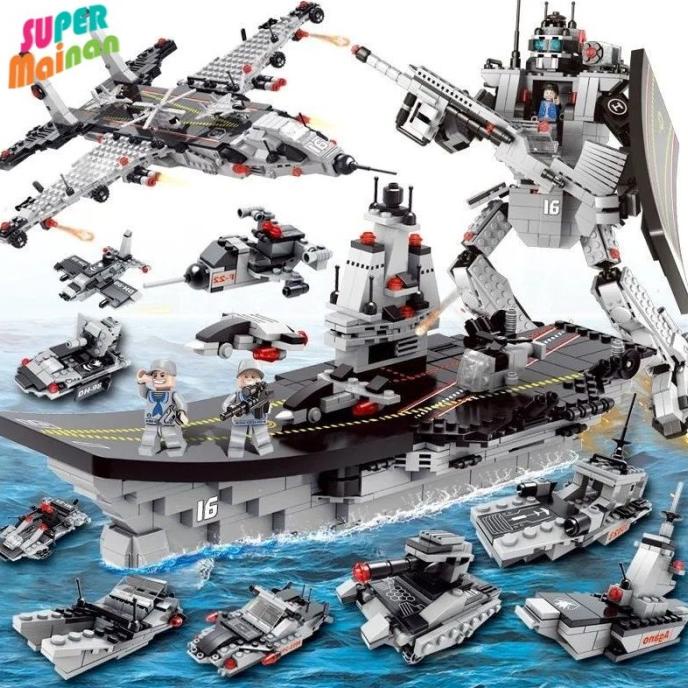 Mainan Lego Anak Laki Laki Besar Warship Balok Susun