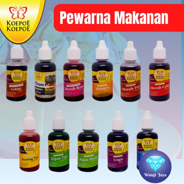 

PEWARNA MAKANAN CAIR KOEPOE-KOEPOE 30ML/SUMBO CAIR KUPU KUPU/ PEWARNA KOEPOE KOEPOE