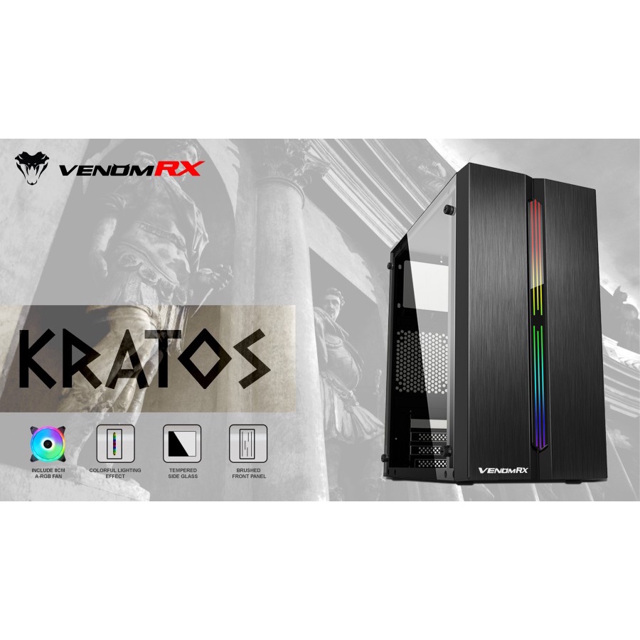 Casing PC VenomRX KRATOS M-ATX Free 1 Fan - Garansi Resmi