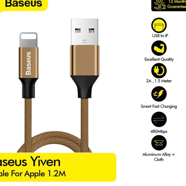 Yiven Cable For iPhone 1.2M - CALYW - Merah