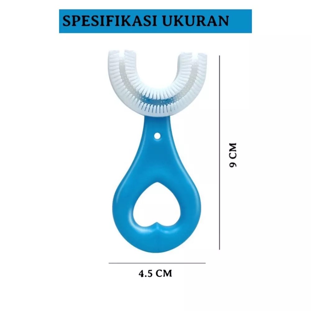 Sikat gigi Anak Umur 6-12 Bahan Lembut Model Korea Sikat gigi anak Bahan silikon Sikat Gigi Anak U / Sikat gigi Baby bahan silikon warna-warni / Training Toothbrush Baby Silicone 360°