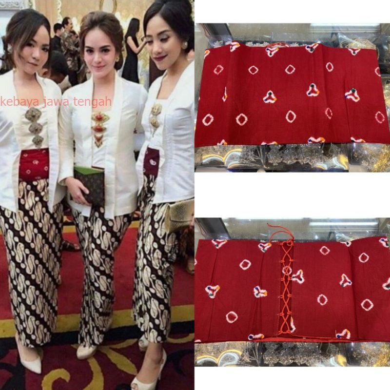 Angkin Jumputan Instan/ Stagen Jumputan Instan/ Kemben Kebaya, Warna Lengkap Kebaya Bludru