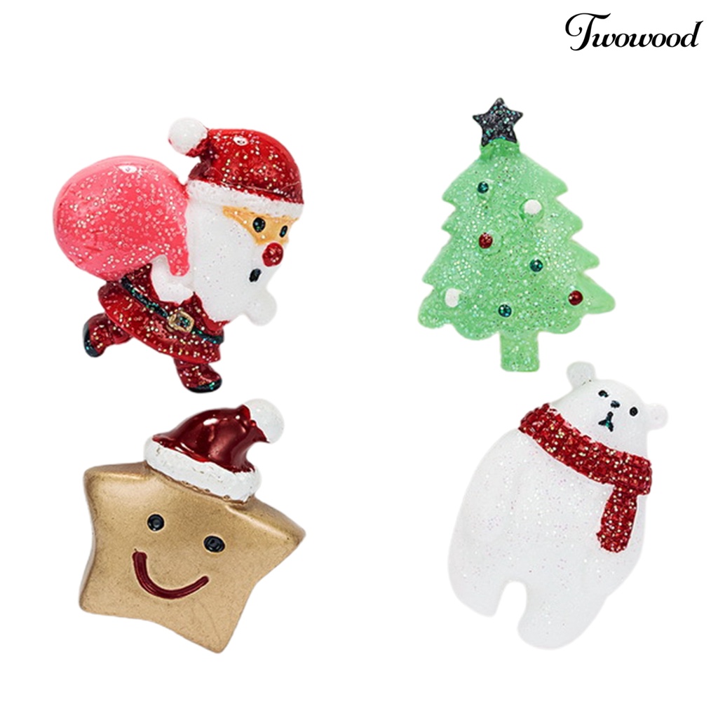 3pcs / Set Bros Pin Desain Kartun Santa Claus Rusa Snowman Natal Gaya Vintage Untuk Dekorasi