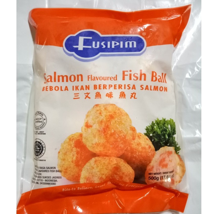 Frozen Food Fusipim Salmon Fish Ball Bakso Ikan Berperisa Salmon 400gr