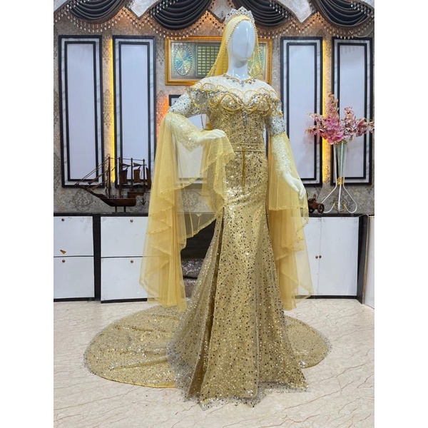 GAUN SPAN MEWAH/GAUN PENGANTIN MODEL SLIM MEWAH | KEBAYA AKAD MODERN