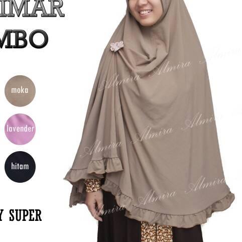 Jilbab Kerudung Bergo Khimar Jumbo Syari Almira - Putih