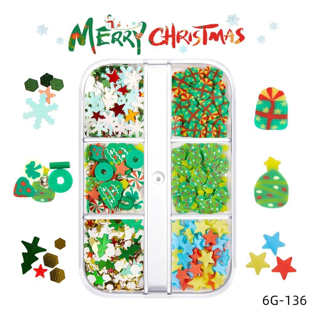 Mxbeauty Natal Dekorasi Nail Art Glitter Warna-Warni Kawaii Manicure Desain Wanita Snowflake Santa Claus Xmas Hadiah Gadis Irisan Lembut