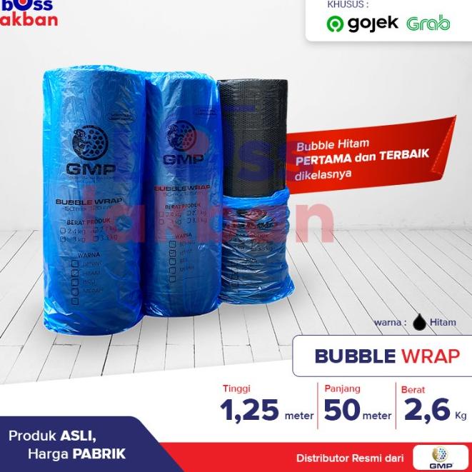 

Bubble Wrap GMP 125 cm x 50 meter Hitam Bening Merah Biru - HITAM, 2,1 Kg
