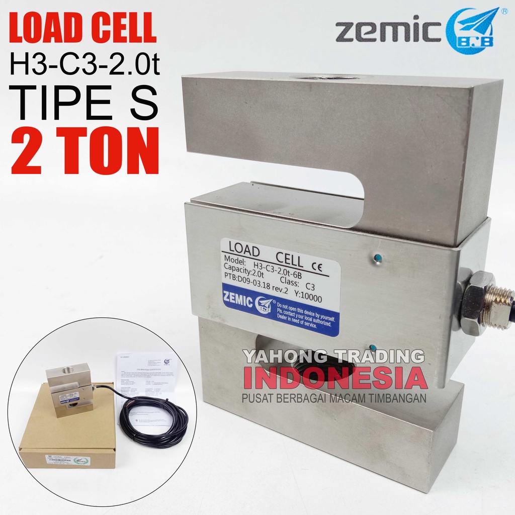 Load Cell ZEMIC H3 C3 2TON Tipe S Loadcell Sensor Berat Timbangan Digital