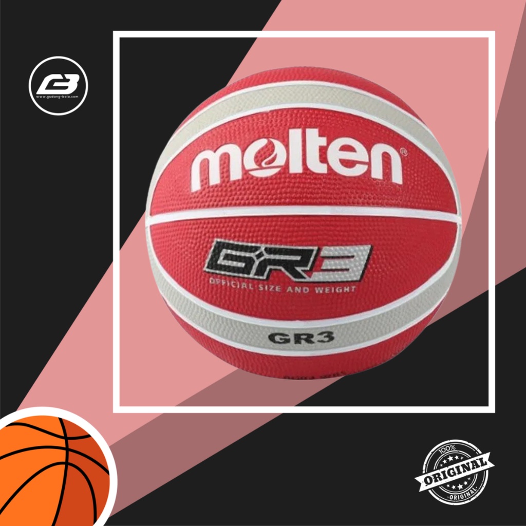 Bola Basket Molten GR3 Red ( Merah ) 100% Original Bahan Rubber (Outdoor Recommend)