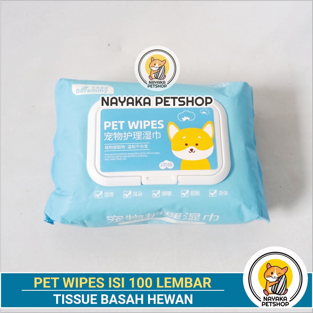 Tissue Basah Hewan Pet Soft 100 Lembar Pet Wipes Tisu Kucing Tissu Pembersih Sugar Glider Hamster Anjing