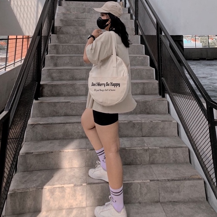 Tote bag kanvas circle aesthetic