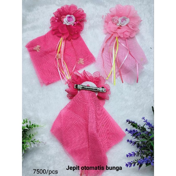 JEPIT BEBEK OTOMATIS MOTIF BUNGA DENGAN RENDA HARGA/PCS