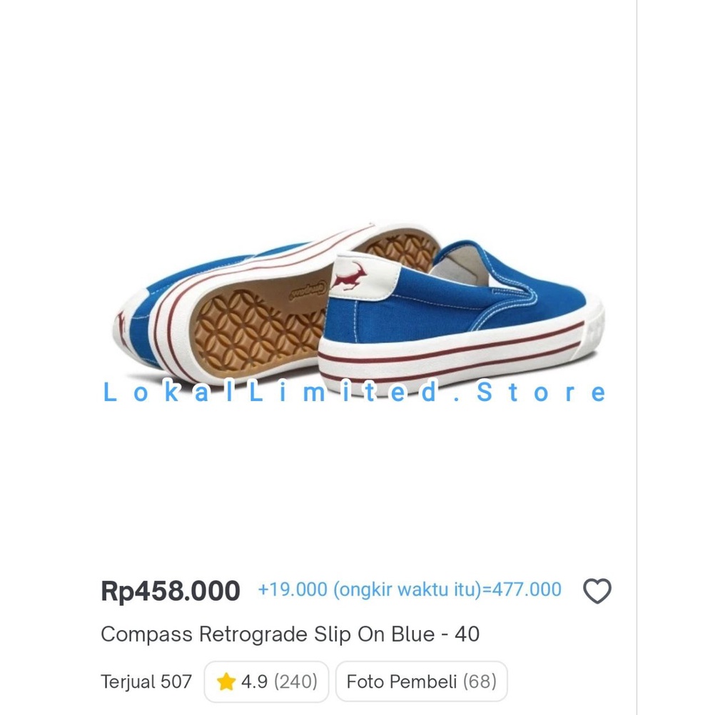 Compass Retrograde Slip On Blue - 40