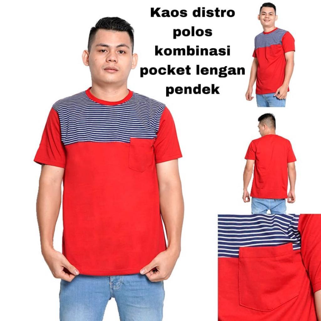 Noveli wear - Kaos kombinasi pocket lengan pendek | kaos polos distro kombinasi | kaos distro kombinasi L XL