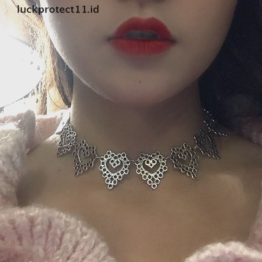 Kalung Choker Rantai Bentuk Hati Gaya Gotik Untuk Wanita