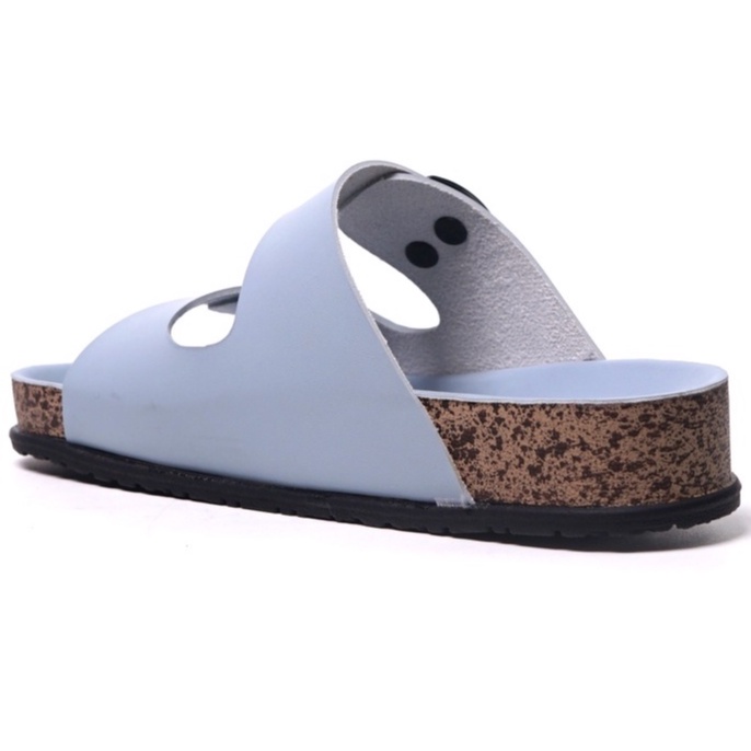 SARASARA YUK - Sandal Wanita Slop Casual Model Birken Sol Puyuh SARA SARA JINNY Sendal Selop Cewek Kulit Santai Strap Gesper Ban dua Empuk Size 36 37 38 39 40 Warna Blue Biru Soft Anti Slip Premium Original Kekinian Terbaru Shoes ORI Mall Official Store