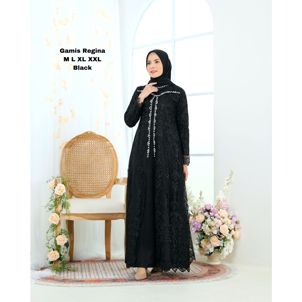 Permata Olshop / Gamis Kebaya Payet Regina NF / Kebaya Modern Gamis Brukat / Gamis Pesta Mewah / Gamis Kondangan / Gamis Payet