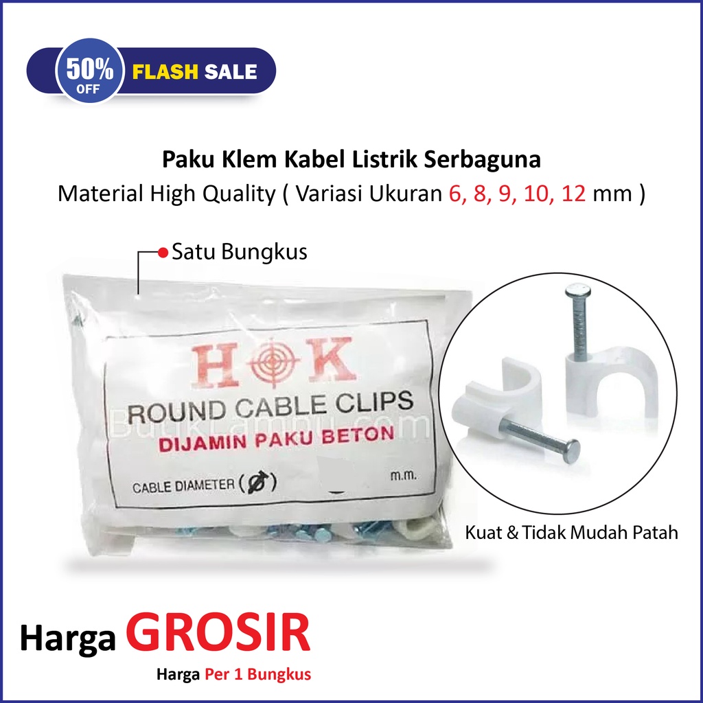 Klem Kabel Listrik Tempel Dinding paku klem kabel Listrik beton perekat Murah