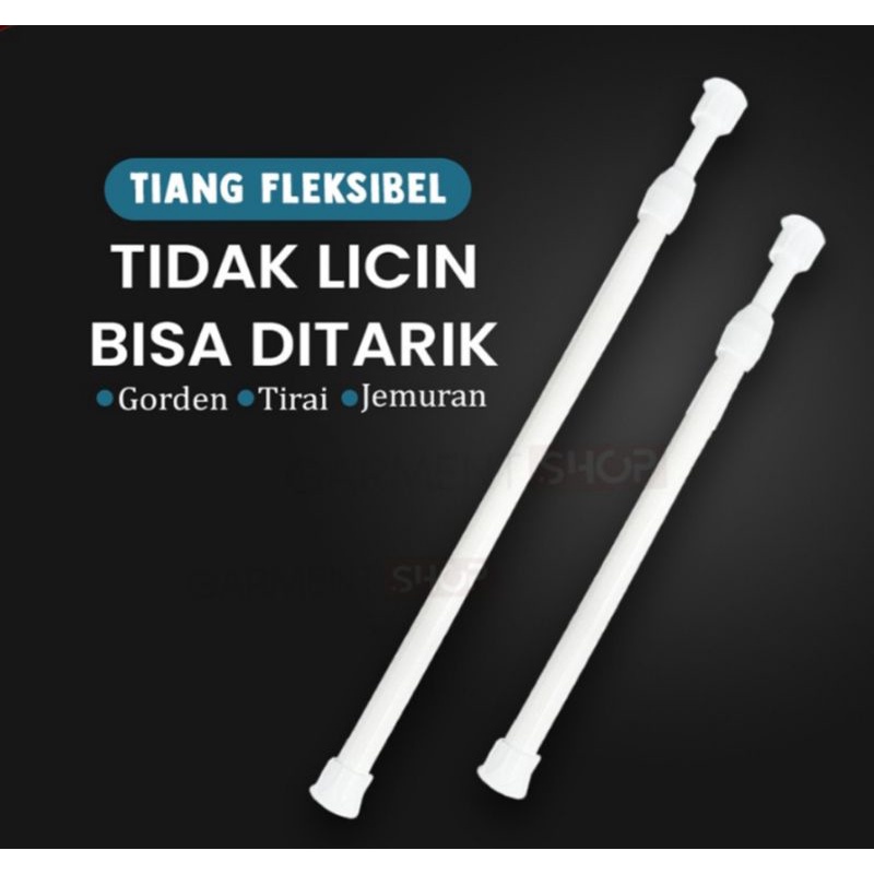 Size 72 - 120 cm Tiang Gorden Tirai Gantungan Flexible Tanpa Paku Tiang Hordeng Set Komplit