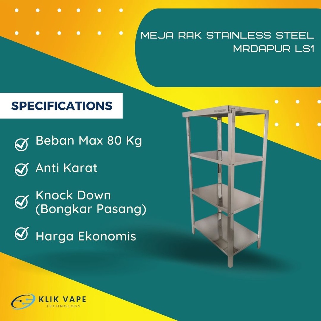 Meja Rak Stainless Steel MrDapur LS1 Termurah Grab/Gosend Bisa