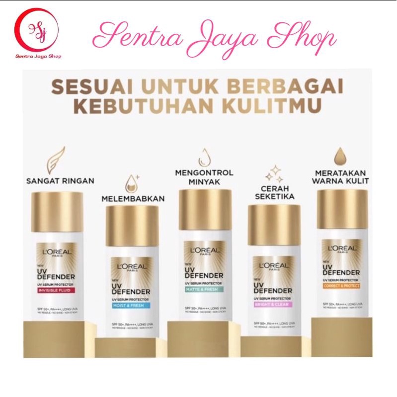 L'oreal Loreal Paris UV Defender Serum Protector Sunscreen 5.5 ml 50 ml Bright Correct Protect Matte