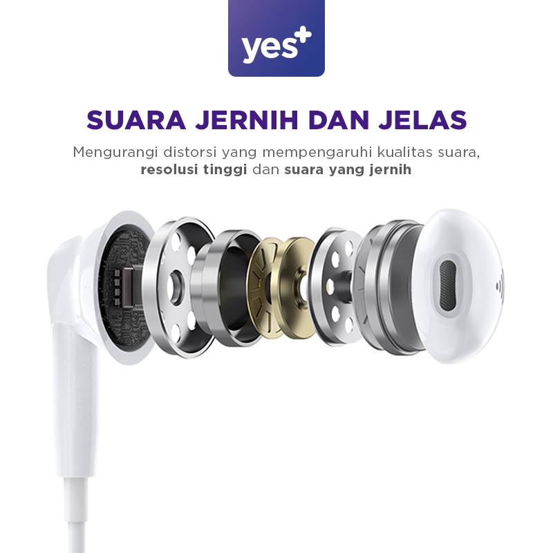 Headset Kabel Yes+ YSYP01 Earphone Henset Hp Android With Microphone Hedset bass Universal Cocok untuk semua handphone |GROSIRXPRESS