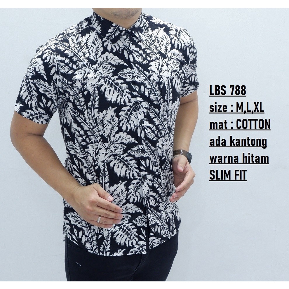 Baju Batik Pria Slimfit Kemeja Lengan Pendek Slim Fit LBS 788