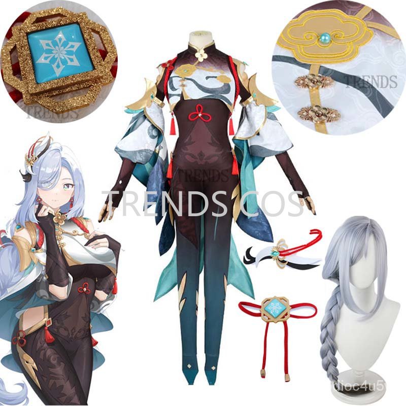 Game Genshin Impact Genshin Impact Shenhe Cosplay Costume Shenhe Jumpsuit Wig Shen He Genshin Battle