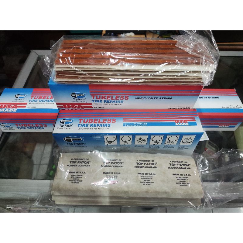 KARET TAMBAL CACING TUBELESS TOP PATCH USA ORI USA  [ISI 6LEMBAR &amp; 1LEMBAR ISI 5 GARIS - BUKAN M-ONE]
