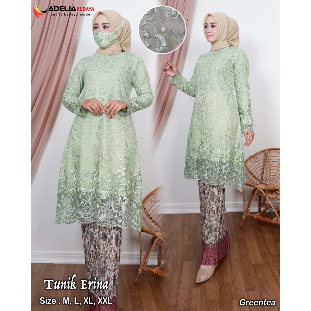 ADE&gt; STELAN KEBAYA TUNIK ERINA / TUNIK KEBAYA TULLE - KEBAYA MODERN - KEBAYA PESTA CANTIK KEKINIAN