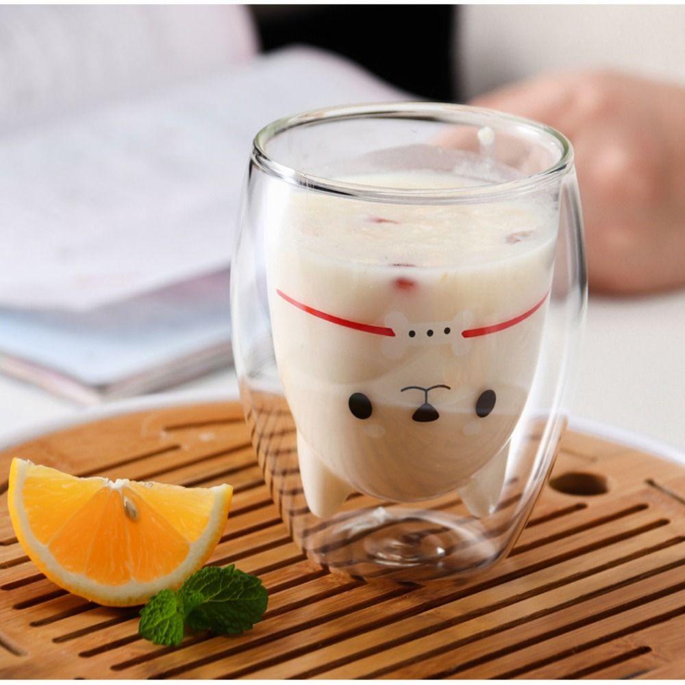 Top Animal Double-layer Glass Mug 250ml Cangkir Air Beruang Kucing