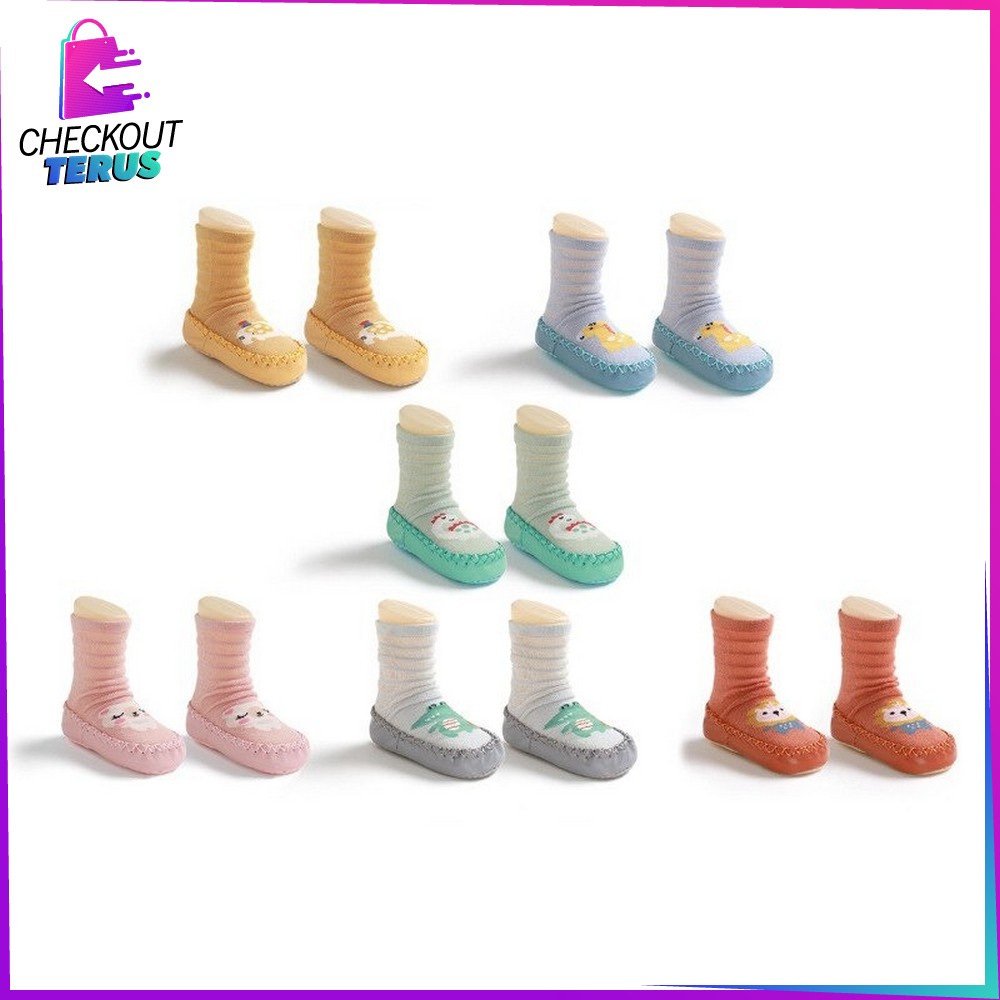 CT P379 Prewalker Bayi Motif Hewan Bahan Katun Sepatu Bayi Kaos Kaki Lantai Baby Socks Shoes Anti Slip